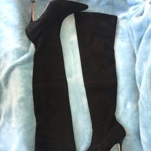 Sexy Manolo Blahnik Thigh High Stretch Suede Boots